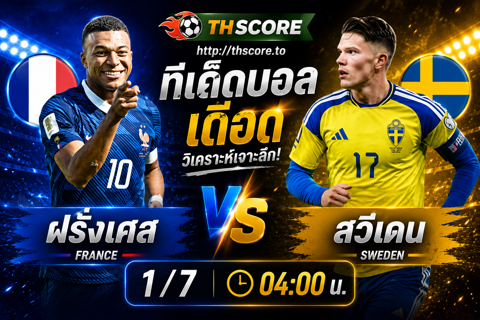 วิเคราะห์บอล ฝรั่งเศส พบ สวีเดน 04h00 วันที่ 01/07 – ฟุตบอลโลก 2026