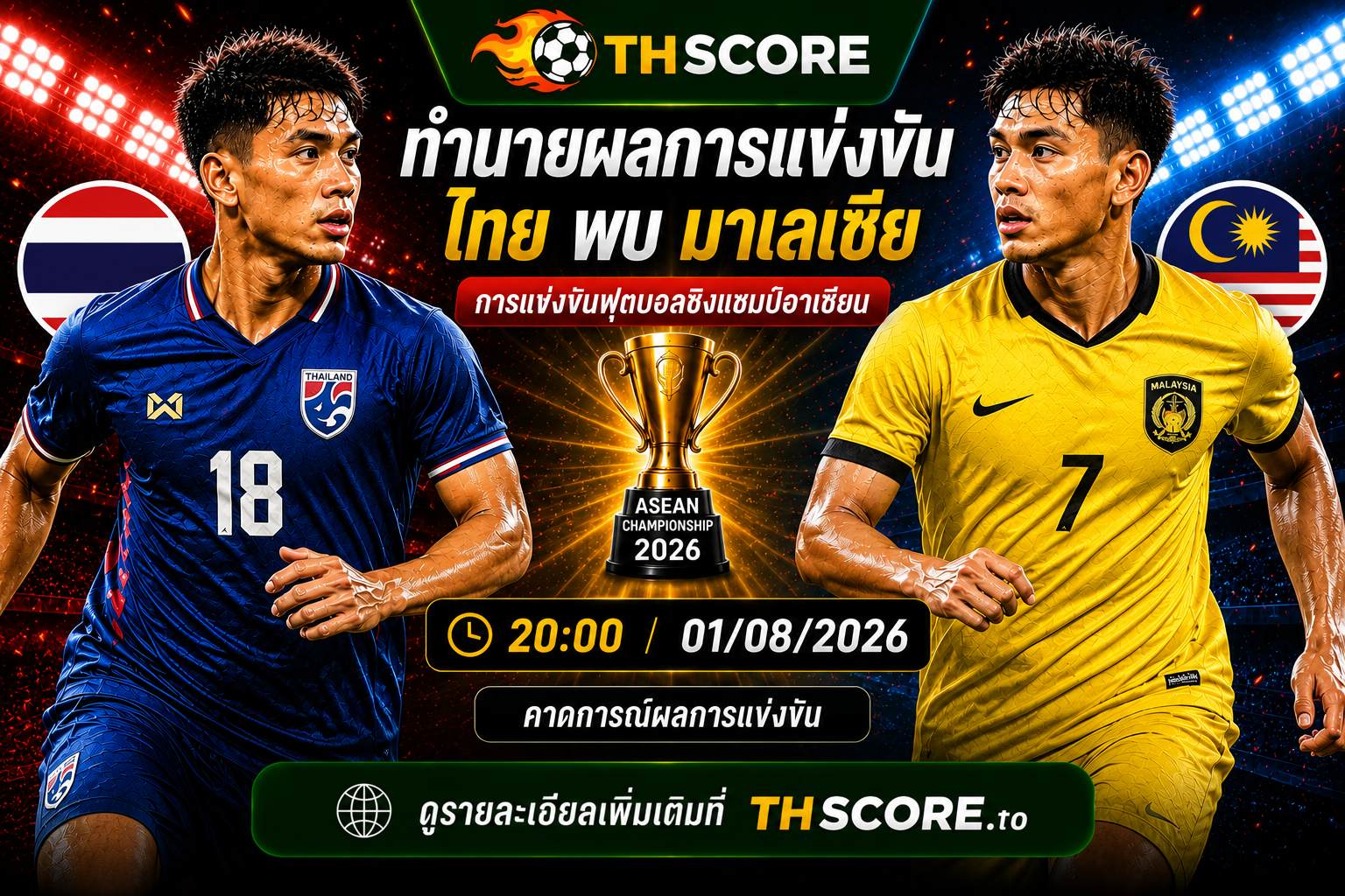 วิเคราะห์บอล ทีมชาติไทย พบ มาเลเซีย 01/08/2026 – ฟุตบอลชิงแชมป์อาเซียน