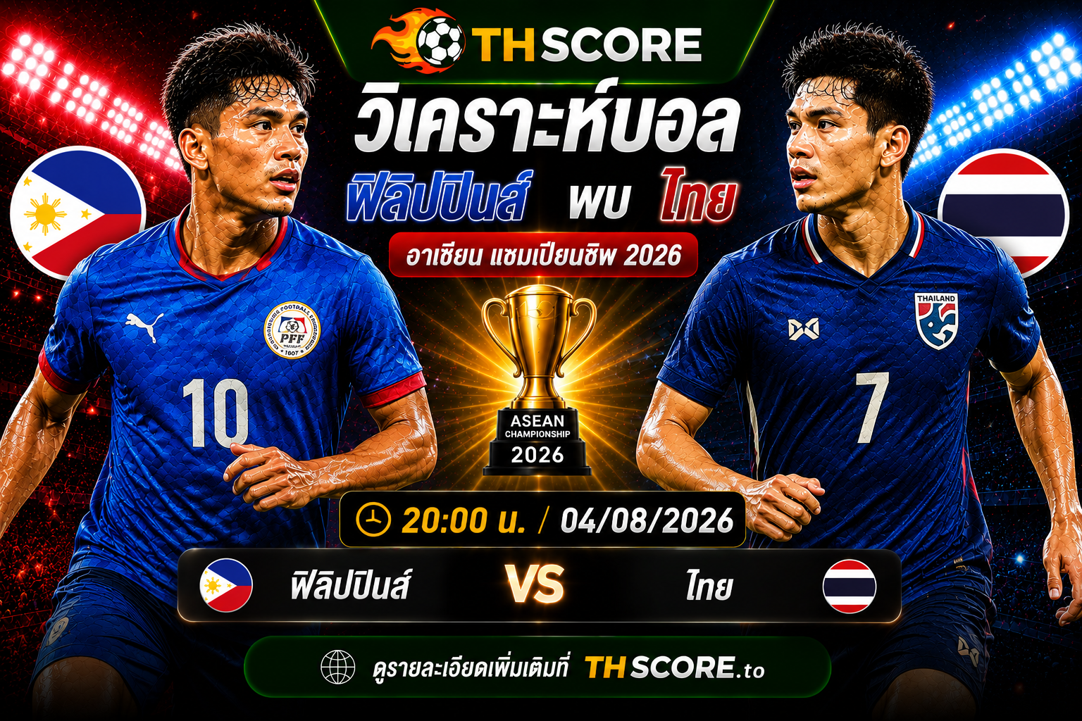 วิเคราะห์บอล ฟิลิปปินส์ พบ ไทย 20:00 น. 04/08/2026 – อาเซียน แชมเปียนชิพ 2026