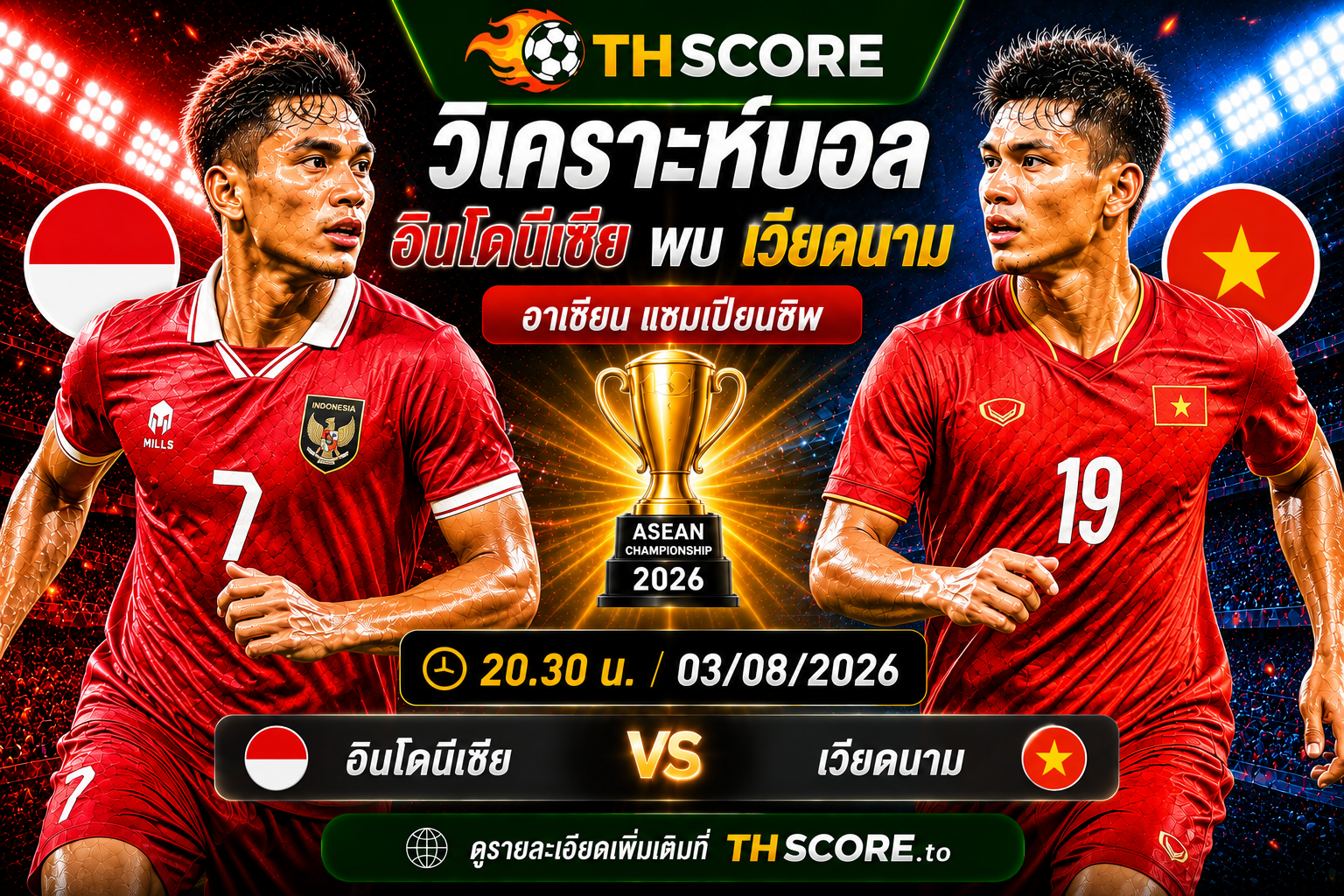วิเคราะห์บอล อินโดนีเซีย พบ เวียดนาม 20.30 น. 03/08/2026 – อาเซียน แชมเปียนชิพ